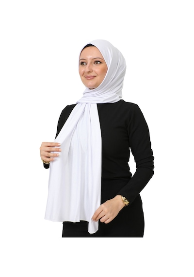 Modish Group Şal Tesettür Başörtüsü Premium Kumaş Eşarp Uzun Islami Giyim Viskon - Beyaz Beyaz