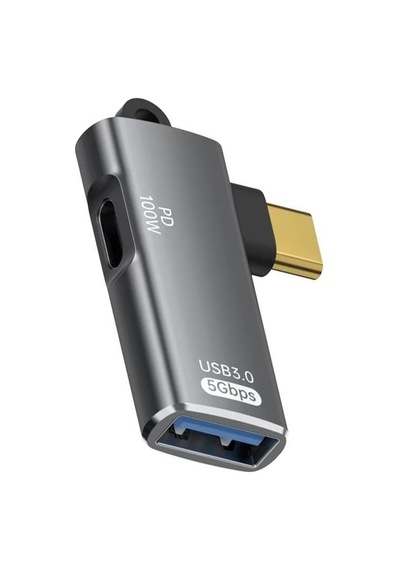 L Tipi Type-c To Usb 3.0 Otg Çevirici Adaptör 100w Pd Şarj Girişli Dönüştürücü