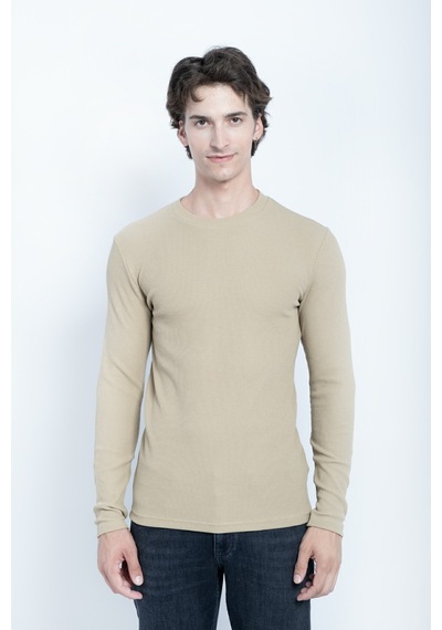 Sportuel Erkek Bej 6511 Js 0 Yaka Basic Waffle Sweatshirt Jsswtk25e000008-vizon