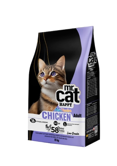 Mr. Cat Happy Tavuklu Yetişkin Kedi Maması 15 KG