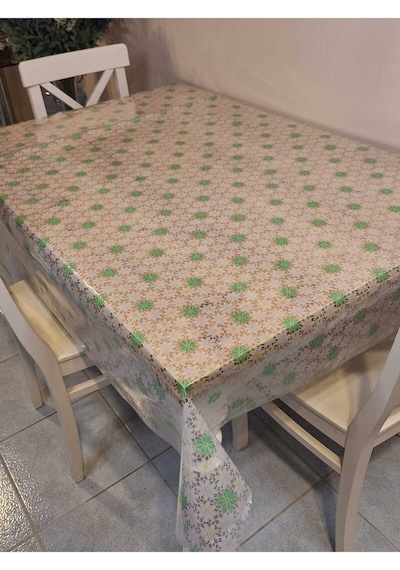 Ithal Pvc Muşamba - Desenli Silinebilir Masa Örtüsü 07iz07 Yeşil