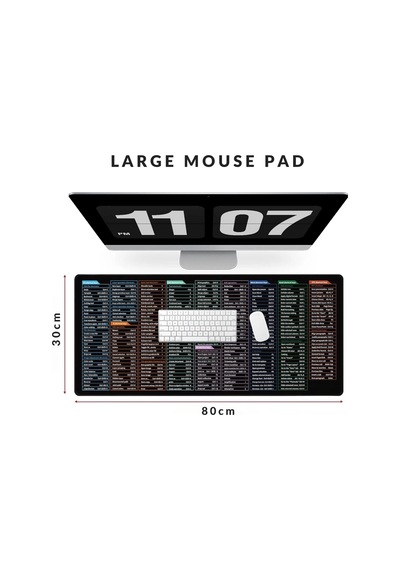 Shopytech Excel Kısayol Mouse Pad 80 30 Cm Büyük Boy Kaymaz Taban Su Geçirmez Dikişli Kenar Word/exc