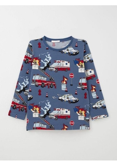 Breeze Erkek Çocuk Araba Baskılı Pijama Takım-15361 İndigo
