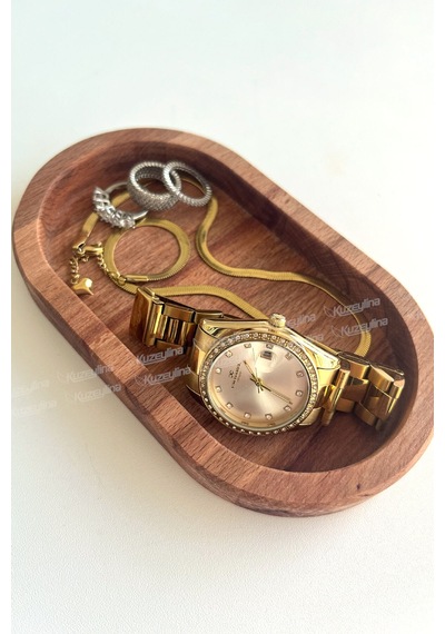 Doğal Kayın Ağacı Ahşap Yağdanlık, Çerezlik, Sunumluk, Takı Organizeri - 17x10 Cm - Kl-a52s7a Ahşap