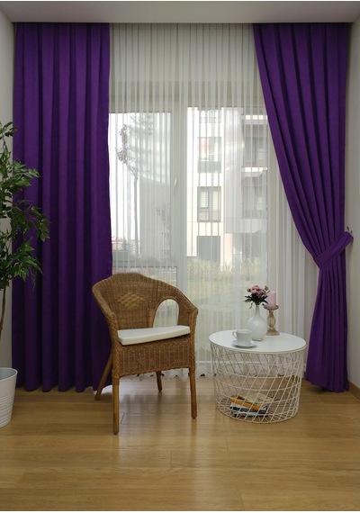 Evdepo Home Mor Fon Perde Tek Kanat Mor