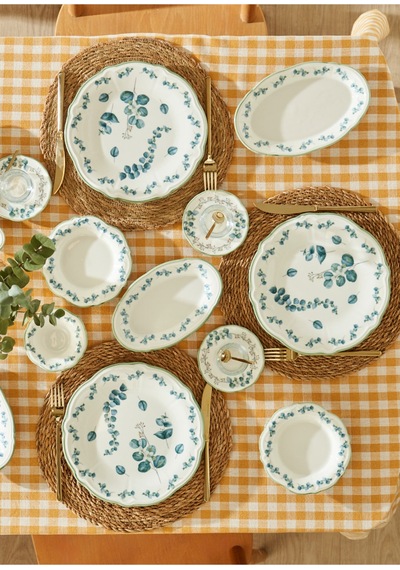 Bella Maison Ocaliptus Stoneware 52 Parça 12 Kişilik Kahvaltı Takımı Yeşil Yeşil