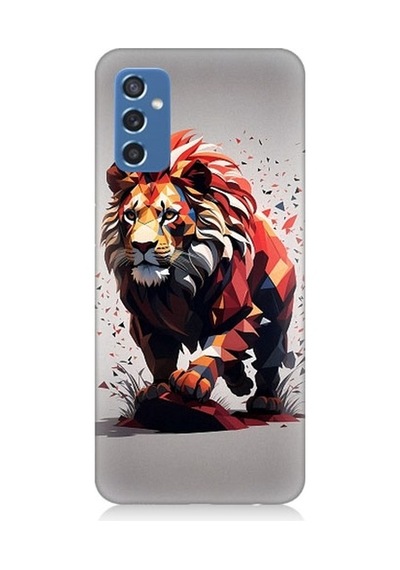 Samsung Galaxy M52 Uyumlu Sarı Kırmızı Aslan Desenli Silikon Kılıf