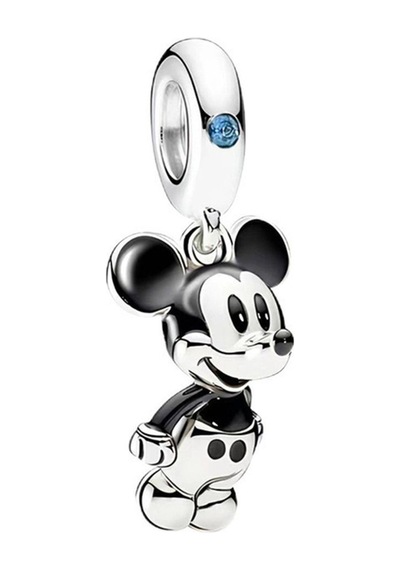 Mickey Mouse Eğik Sallantılı Charm Gümüş Kaplama