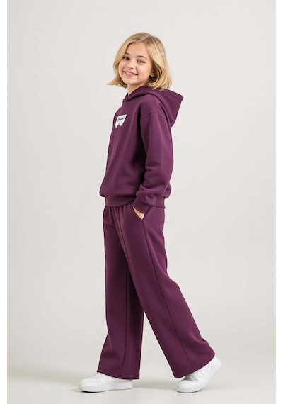 Riccotarz Kız Çocuk Üzeri Dantel Bonjour Yazı Detaylı Kapüşonlu Sweatshirt Bol Kesim Mürdüm Eşofman Takım Riccotarz Kız Çocuk Üzeri Dantel Bonjour Yazı Detaylı Kapüşonlu Sweatshirt Bol Kesim Mürdüm Eşofman Takım