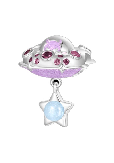 Ufo Ve Yıldız Sallantısı Boncuk Gümüş Charm