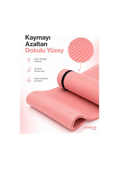 Ckspor 15 Mm Kaymaz Nbr Pilates Matı Taşıma Askılı Yoga Veegzerisiz Minderi Pembe