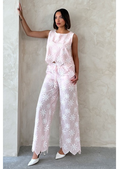 Verymoda D 2913 Nakışlı Pantolon D2913 Pembe