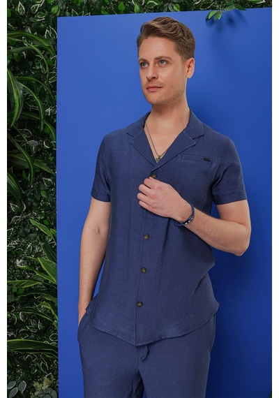 Efor G 1549 Slim Fit İndigo Klasik Gömlek Indigo