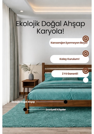 Urban Masif Ahşap Karyola Ceviz 100x200