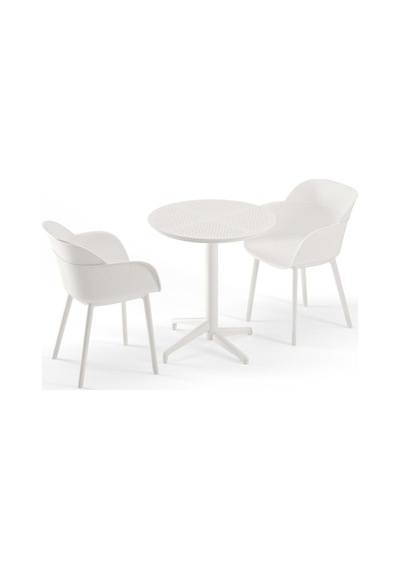 Bintaşmobilya 2 Kişilik Bahçe Balkon Mutfak Cafe Masa Sandalye Takımı 70 x 70 CM Beyaz