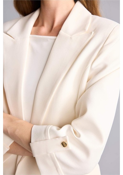Defacto Oversıze Basic Blazer Beyaz Ceket C3215ax26auwt34 Beyaz-wt34