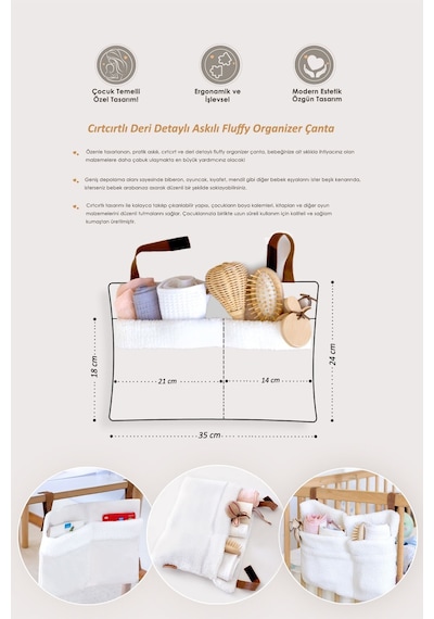 Pratik Askılı Organizer Bebek Arabası Beşik Kenar Fluffy Organizer Melis