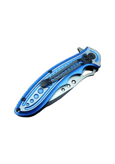 Lanmark T60b Kamp Çakı 20 Cm - Mavi Sap, Otomatik, Kemerlikli Mavi