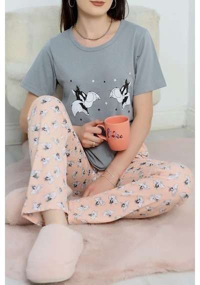 Seka Store Seka Süprem Baskılı Pijama Takım Grisomon - 50774.1773. Çok Renkli