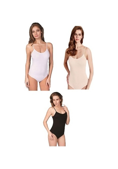 Berrak Iç Giyim Likralı Kadın Ip Askılı Çıtçıtlı Body 3 Lü Paket