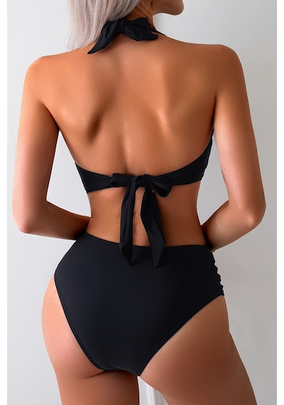 Angelsin Yandan Büzgülü Şık Bikini Altı Siyah