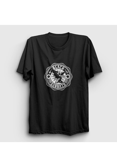 Presmono Unisex Seal Black Sabbath T-shirt Siyah