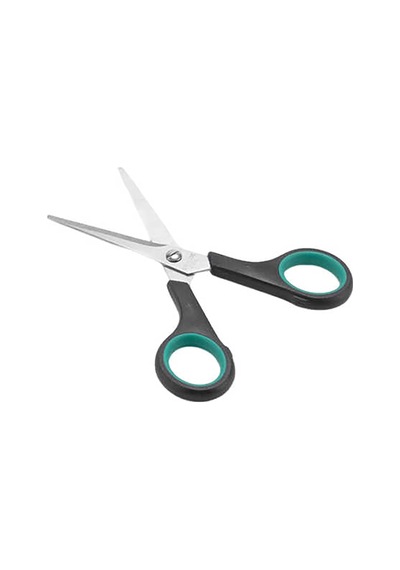 Promosyonca Paslanmaz Çelik Makas, Ergonomik Turkuaz-siyah Tutma Kollu 13 Cm