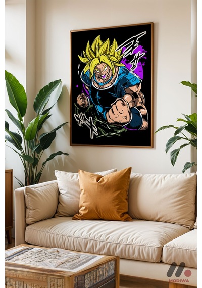 Dragon Ball Füzyon Savaşçı Poster, Ahşap Çerçeveli Duvar Tablosu - Anime Severlere Özel Hediye