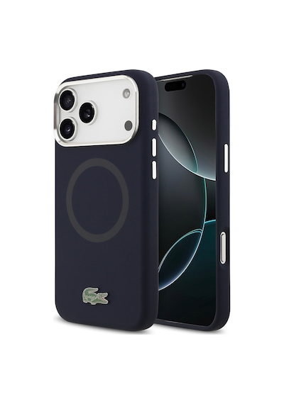 Apple Uyumlu iPhone 17 Pro Max Kılıf Lacoste Lisanslı M-safeli İkonik Metal Kamera Çerçeveli Silikon Kapak Lacive Lacivert