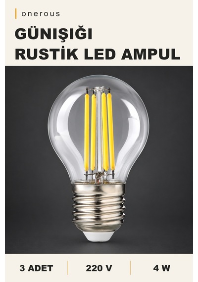 Onerous 4w E27 Günışığı Rustik Led Ampul, 3'lü, 220v