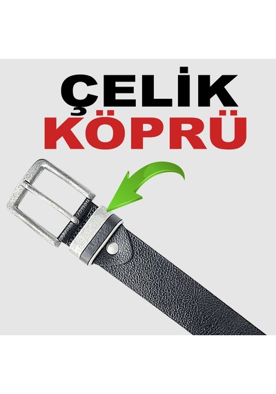 Rich Smith %100 Hakiki Deri Kemer Erkek Spor Karartma Çelik Toka Siyah