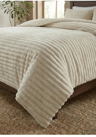 Soft Çizgi Çift Kişilik Yatak Örtüsü 260x240 Bej