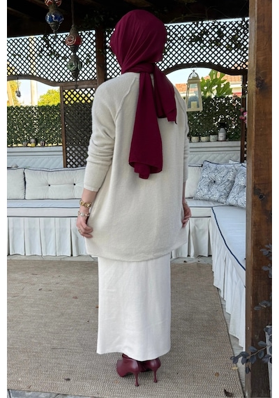 Rabia Şamlı Sedef Angora Triko Hırka Taş Normal