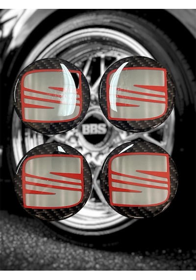 Seat Jant Göbeği 4 Lü Oto Universal Jant Göbeği Damla Etiket 3d Jant Arması Damla Sticker Seti Çok Renkli