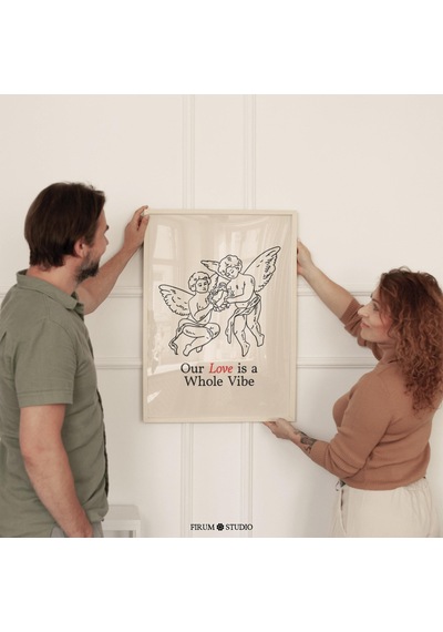 Aşkımız Bir Bütündür, Çiftler İçin Şık Sevgililer Günü Duvar Sanatı - Bej Modern Daire Dekoru