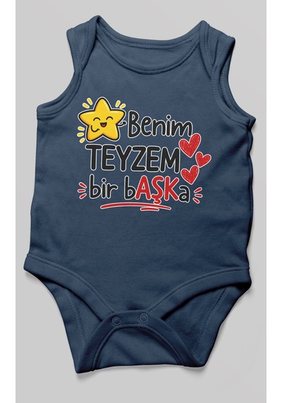 Morivokids Benim Teyzem Bir Başka Sıfır Kollu Bebek Zıbını %100 Pamuk Lacivert