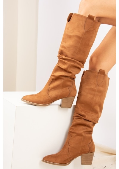 Fox Shoes Taba Süet Kadın Çizme J404040102