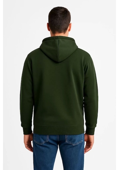 Cvs Giyim Erkek Üç İplik Kapüşonlu Tam Fermuarlı Kanguru Çepli Sweatshirt Hoodie - Haki Haki