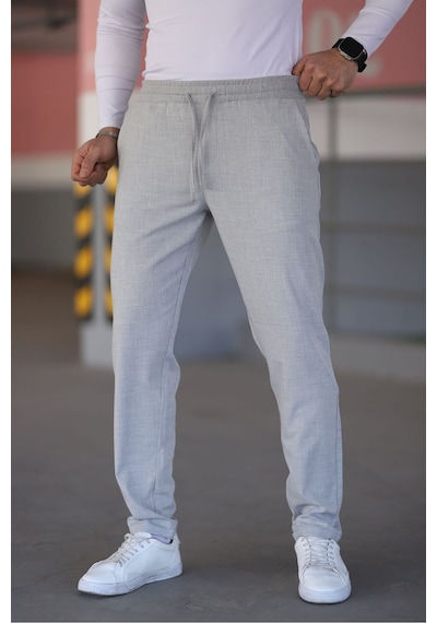 Bürke Erkek Gri Renk Beli Lastikli Bağcıklı Esnek Fitted Jogger Pantolon Kumaş Pantolon Bürke Erkek Gri Renk Beli Lastikli Bağcıklı Esnek Fitted Jogger Pantolon Kumaş Pantolon