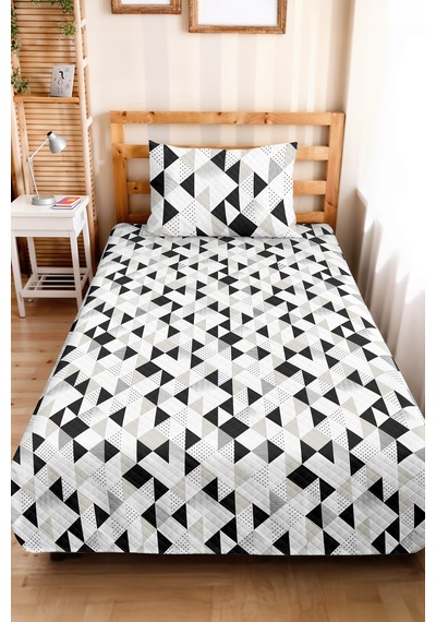 Siyah Beyaz Geometrik Genç Odası Tek Kişilik Pike Takımı-modern Gri 160x220 Cm Kapitone Yatak Örtüsü Dokulu Sis Buharı