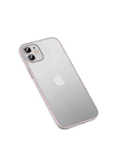 Kilifone - İphone 12 Uyumlu Kılıf Arkası Mat Renkli Kenarlı Retro Kapak - Rose Gold - T22165