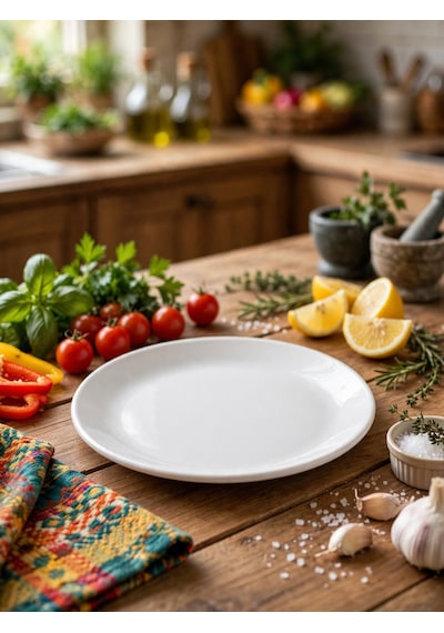 Biodata 6 Adet Polikarbon İnternational Düz Tabak Pasta Yemek Servis Tabağı Ø 25 Cm Melamin Beyaz