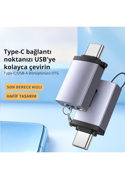 Polham Jazos Type-c To Usb 3.1 Otg Dönüştürücü Adaptör, 10 Gbps Veri Aktarım, Mini Usb Çevirici