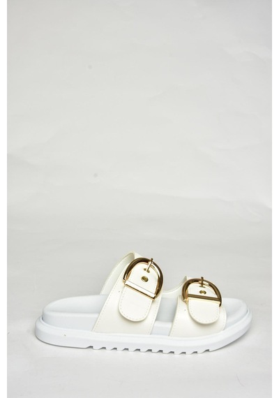 Fox Shoes U725792009 Beyaz Kadın Terlik Beyaz-suni Deri
