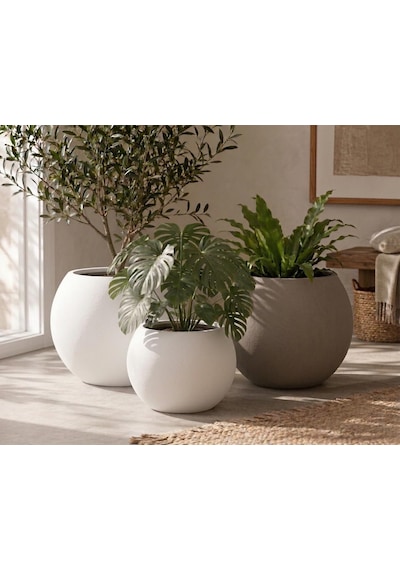 Tr Zevli Japandi Tarzı Modern Küre Saksı 3'lü Set - Su Sızdırmaz Dekoratif Salon Ve Balkon Saksısı Hediyelik Ç Diğer 50663307