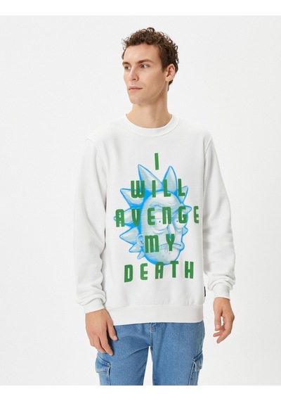 Koton Rick And Morty Sweatshirt Lisanslı Baskılı Ekru 4wam70336mk Ekru