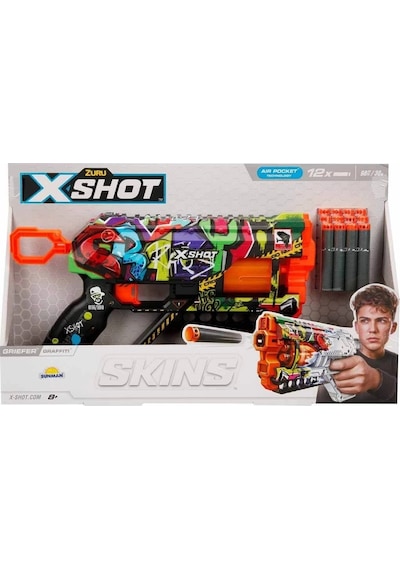 36561 X-shot Skins Griefer 12 Mermili Sünger Dart Atan Silah 32 Cm