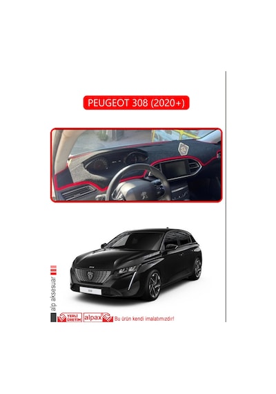 Peugeot 308 2020+ Torpido Koruma Halısı Kırmızı Kenar