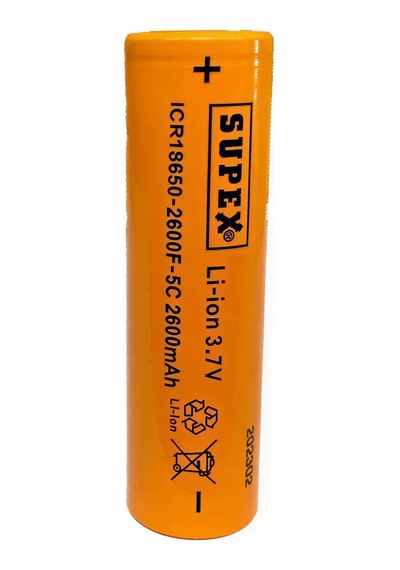 Supex Icr18650-2600f-5c 3.7v 2600mah Li-ion Düz Kafa Başsız Pil