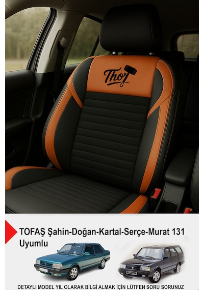 Thor Tay Tüyü Oto Koltuk Kılıfı Tofaş Kartal-şahin-doğan-serçe-tempra Uyumlu Taba